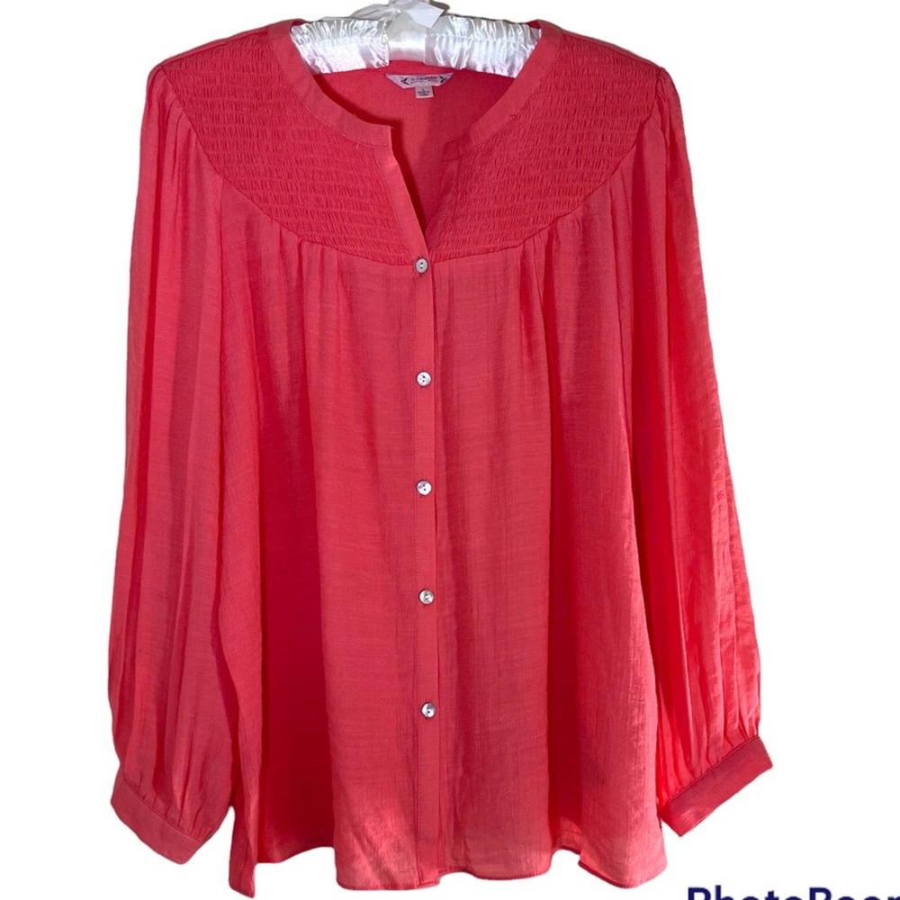 Nanette Lepore Sz Small Long Sleeve Orange Smocked Top NWT